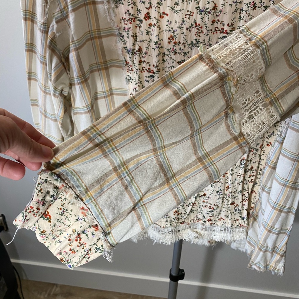 POL Boho Patchwork Button-Up Shirt – Size Medium - image 7